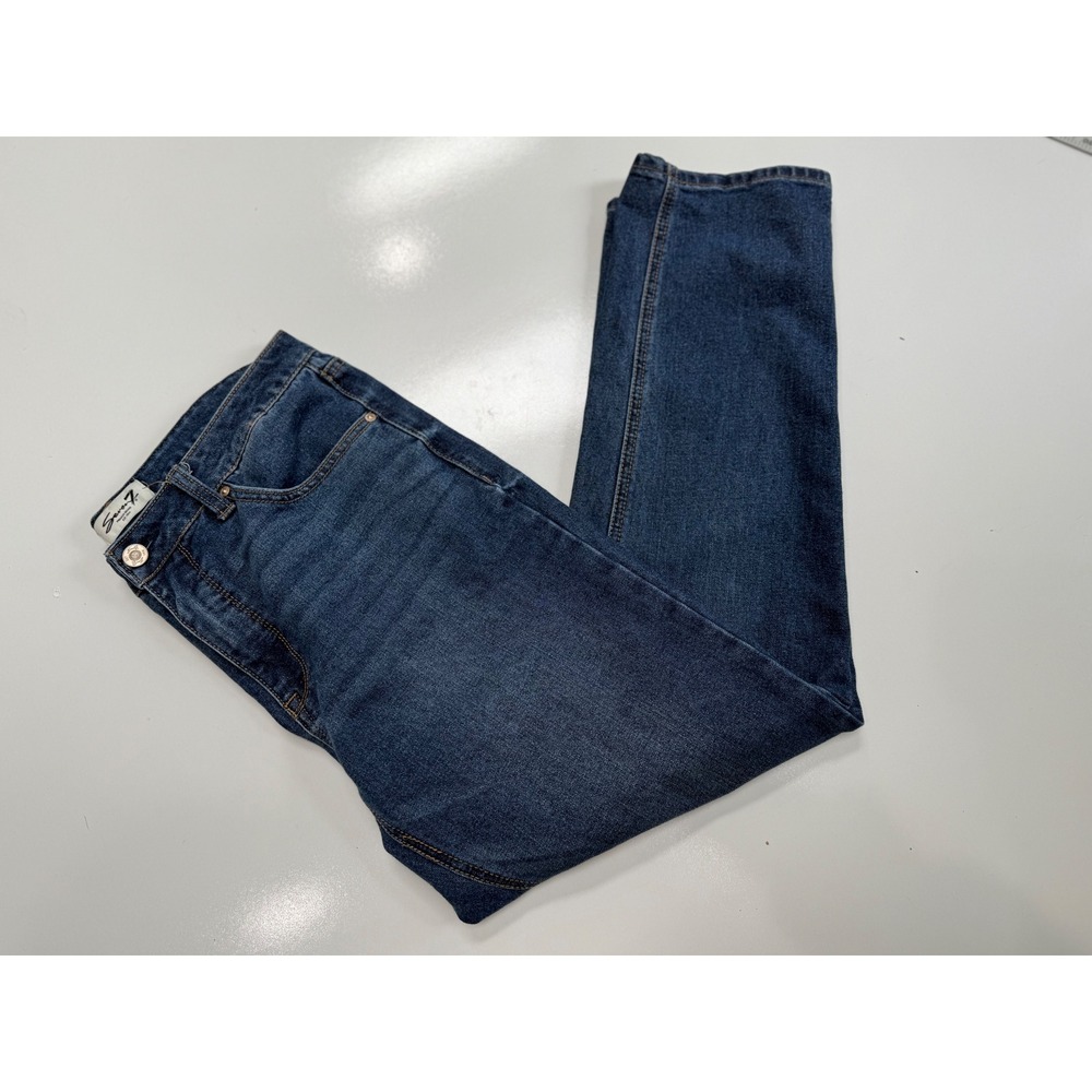 Seven7 Womens Straight Leg High Rise Jeans Dark Wash Blue Denim Size 10
